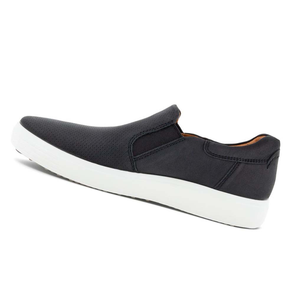 Ecco Soft 7 Slip-on Fritidssko Herre Svarte Grå | NO 482NWY